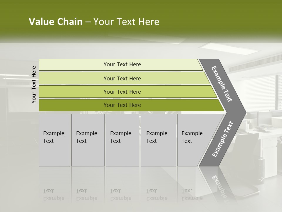 An Office With A Desk And Computer On It PowerPoint Template