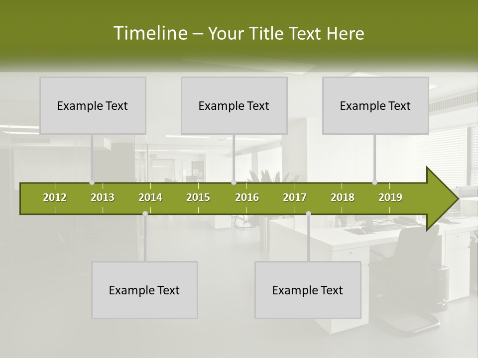 An Office With A Desk And Computer On It PowerPoint Template