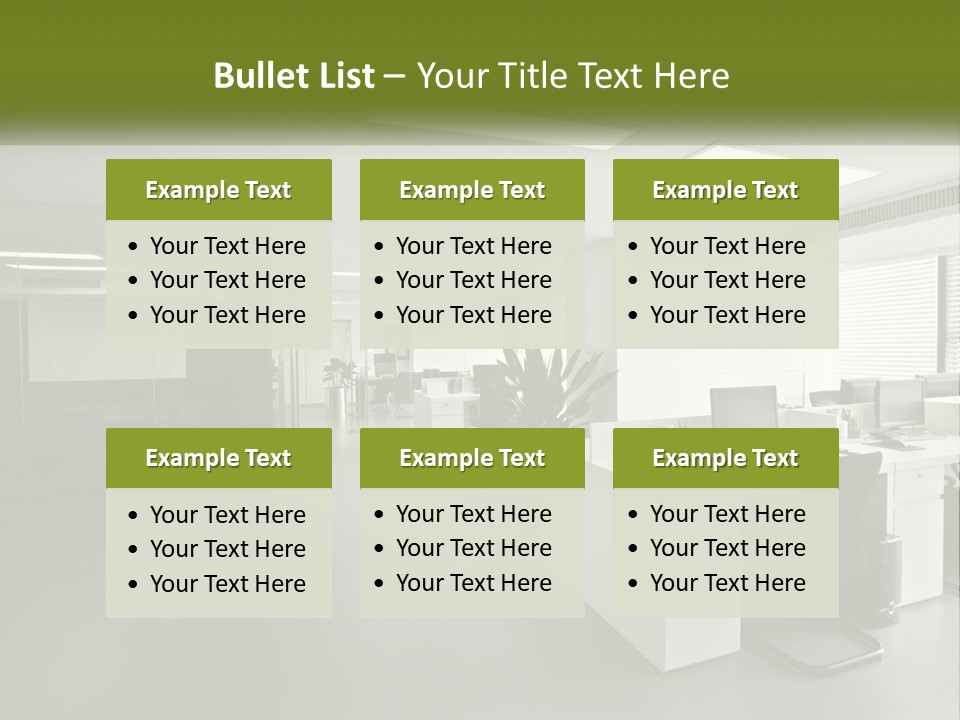 An Office With A Desk And Computer On It PowerPoint Template