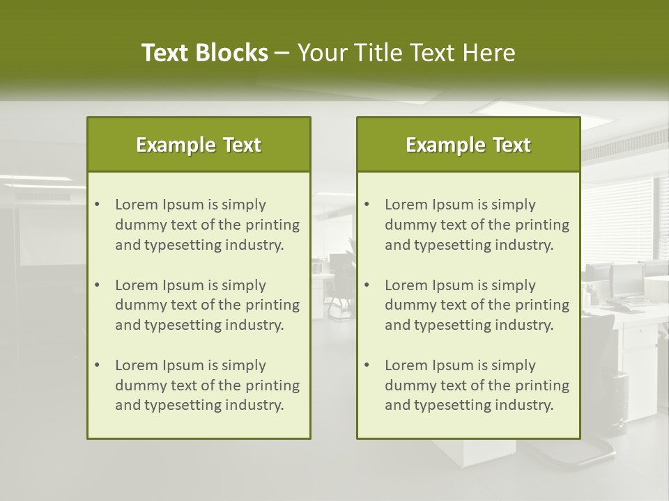 An Office With A Desk And Computer On It PowerPoint Template