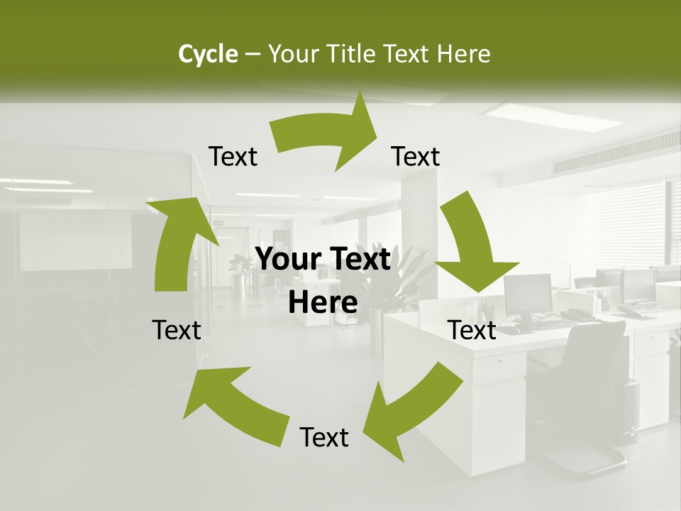An Office With A Desk And Computer On It PowerPoint Template