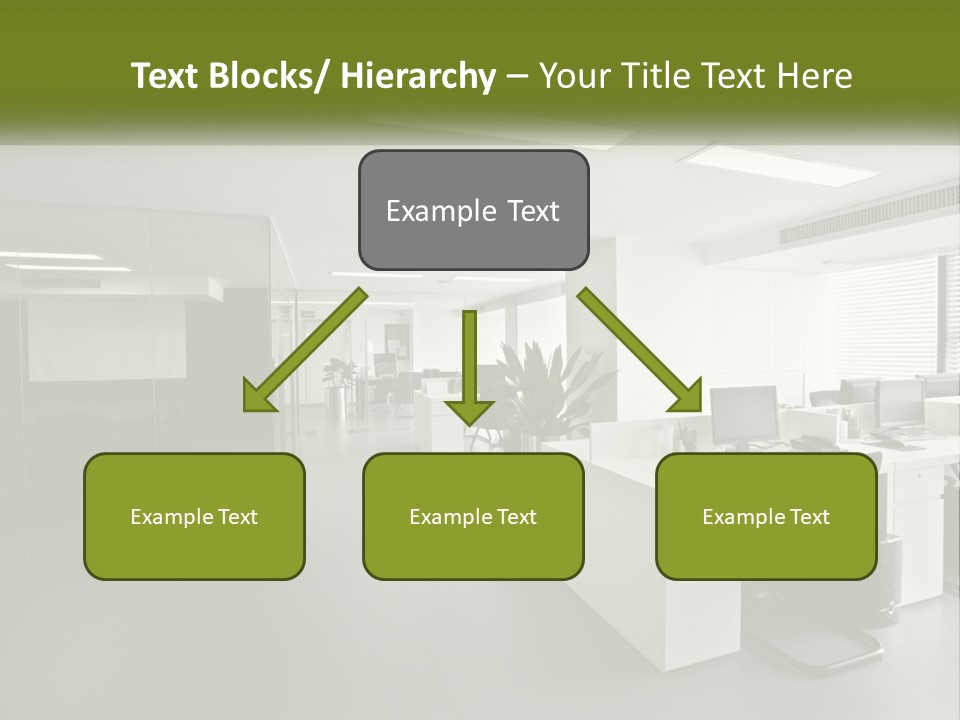 An Office With A Desk And Computer On It PowerPoint Template