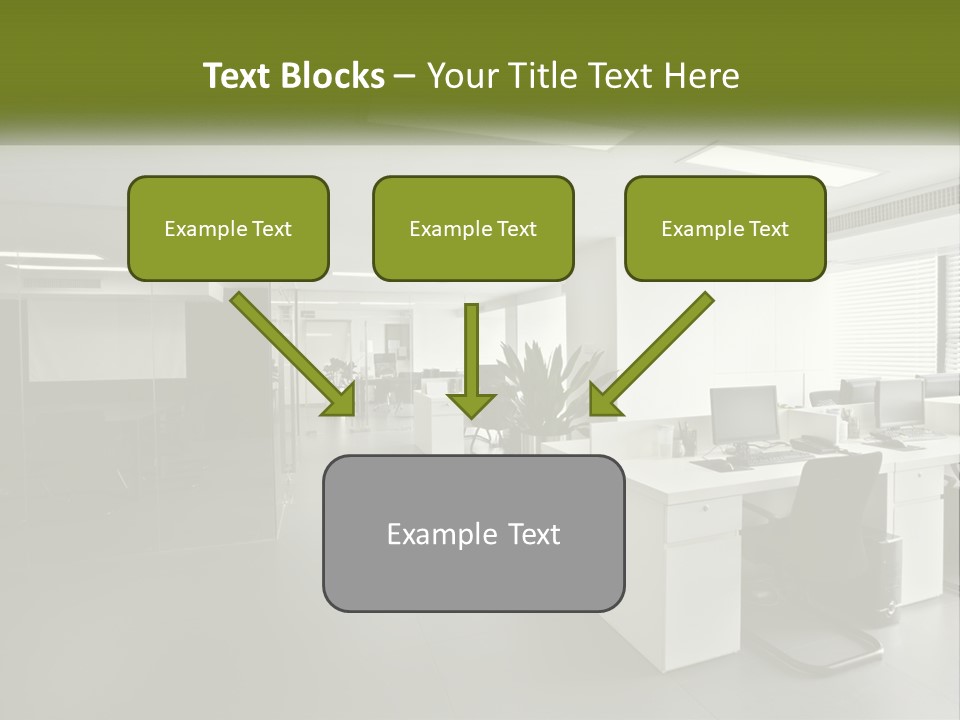 An Office With A Desk And Computer On It PowerPoint Template