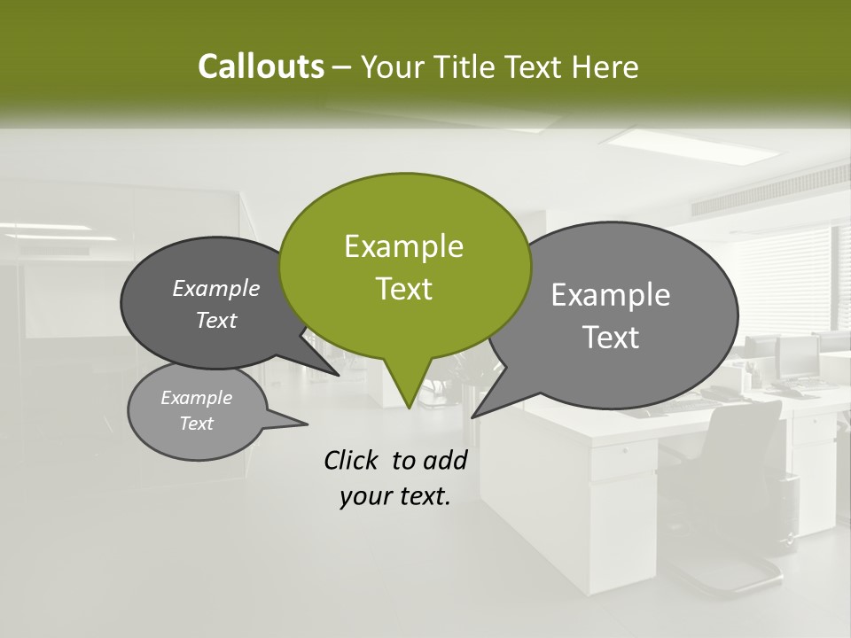 An Office With A Desk And Computer On It PowerPoint Template