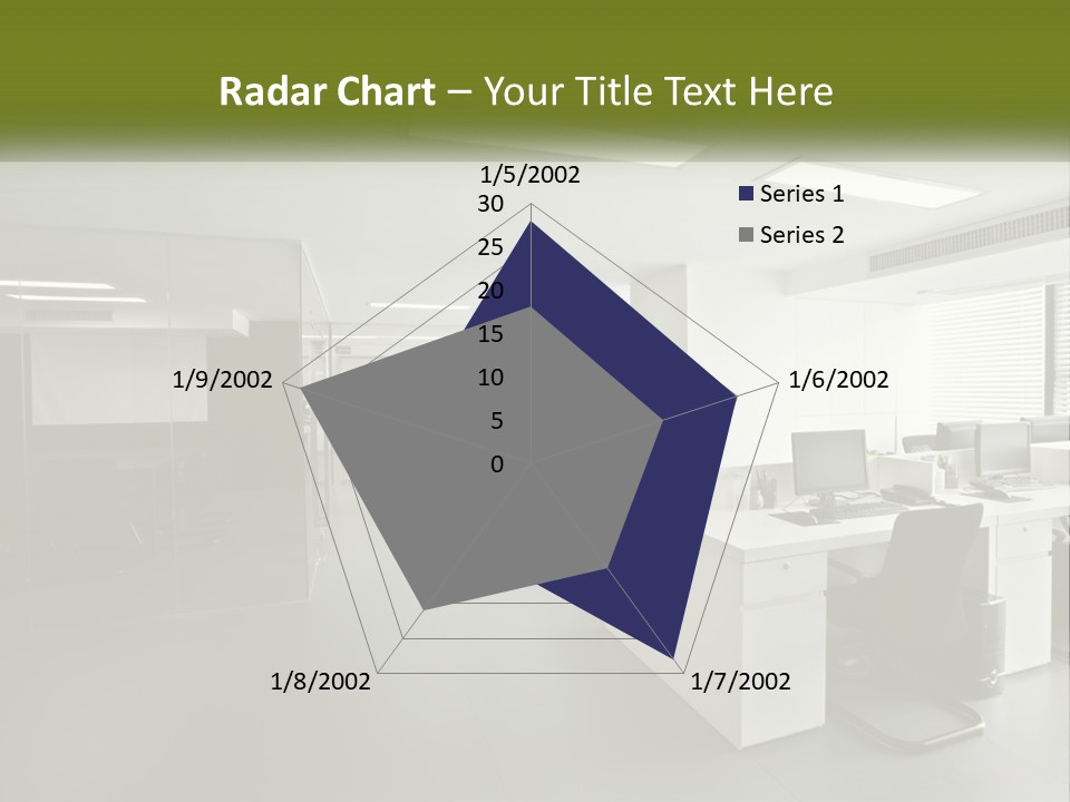 An Office With A Desk And Computer On It PowerPoint Template