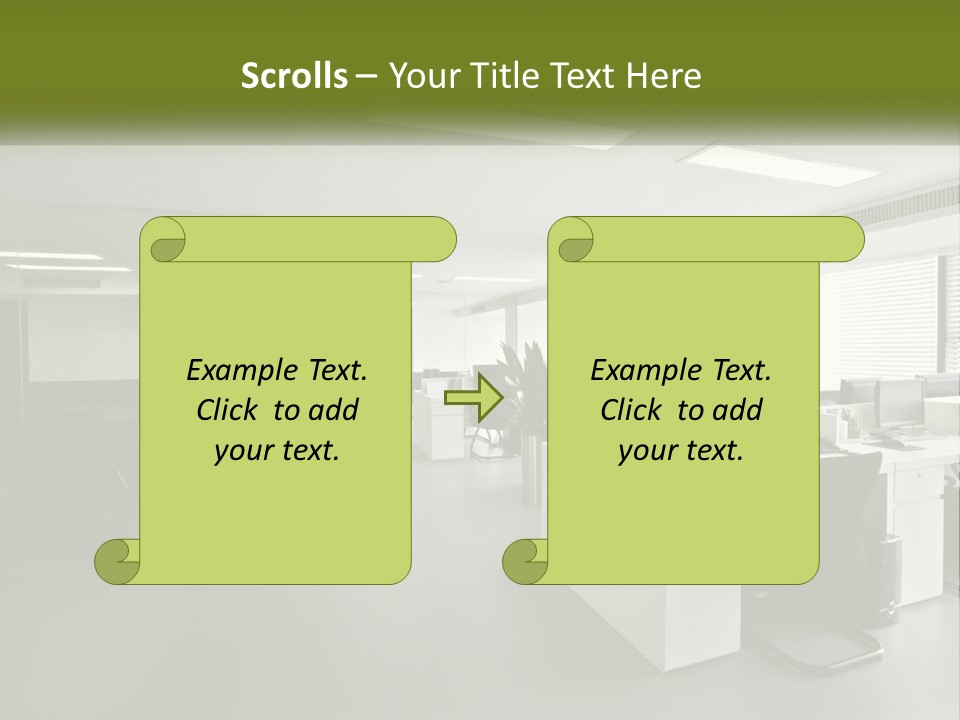 An Office With A Desk And Computer On It PowerPoint Template