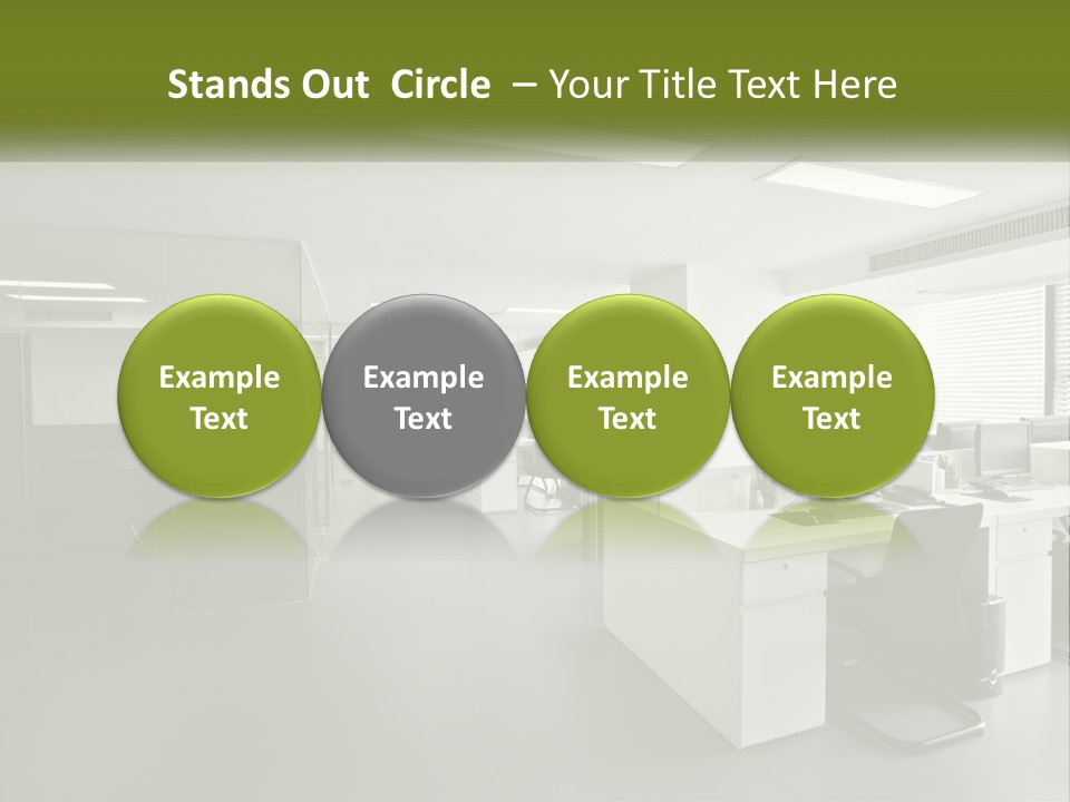 An Office With A Desk And Computer On It PowerPoint Template