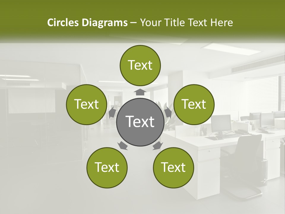 An Office With A Desk And Computer On It PowerPoint Template