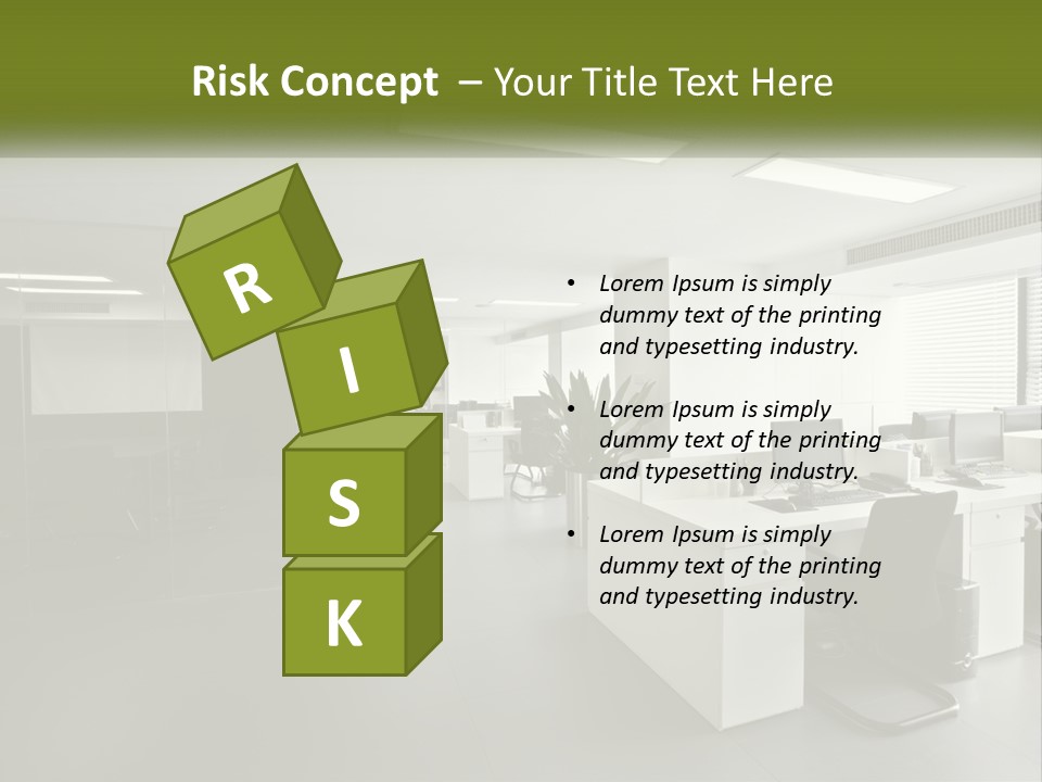 An Office With A Desk And Computer On It PowerPoint Template