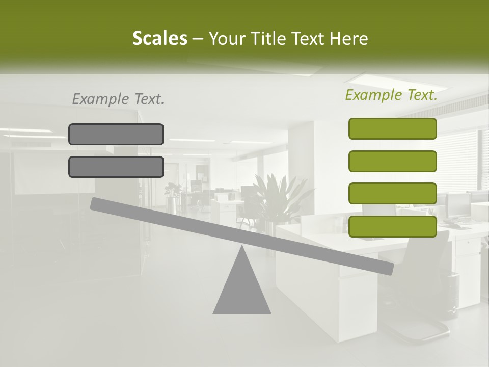 An Office With A Desk And Computer On It PowerPoint Template