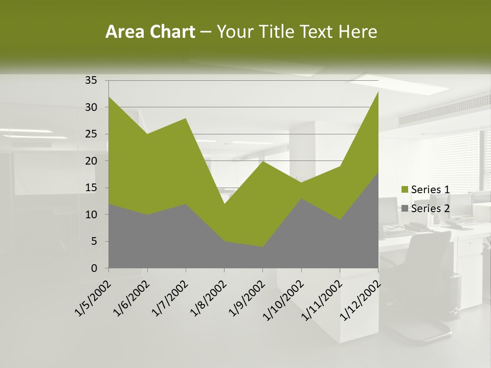 An Office With A Desk And Computer On It PowerPoint Template