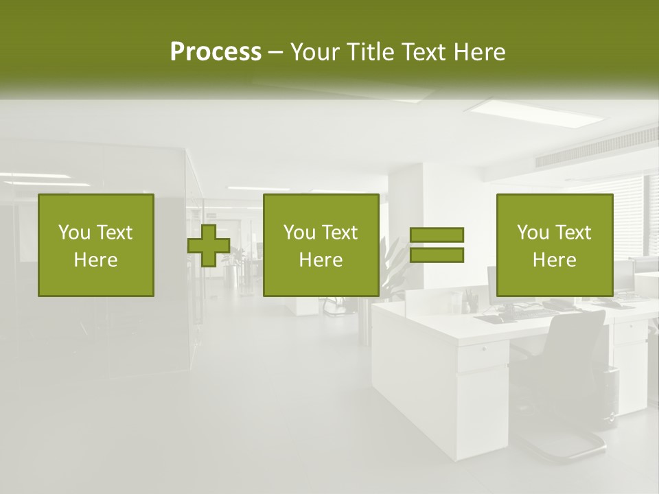 An Office With A Desk And Computer On It PowerPoint Template