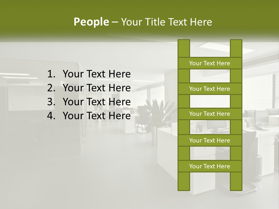 An Office With A Desk And Computer On It PowerPoint Template