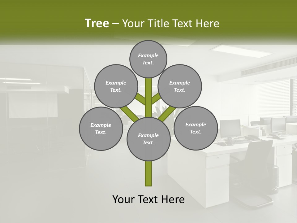An Office With A Desk And Computer On It PowerPoint Template