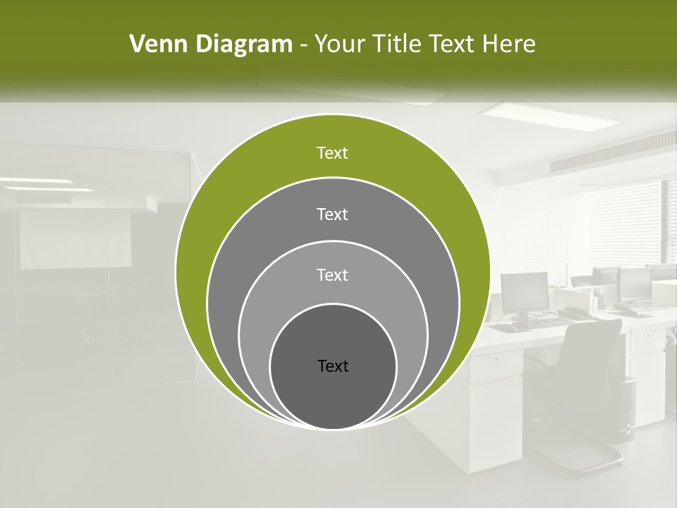 An Office With A Desk And Computer On It PowerPoint Template