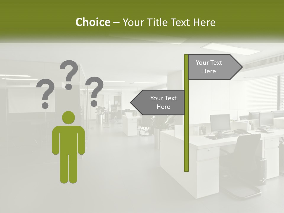 An Office With A Desk And Computer On It PowerPoint Template