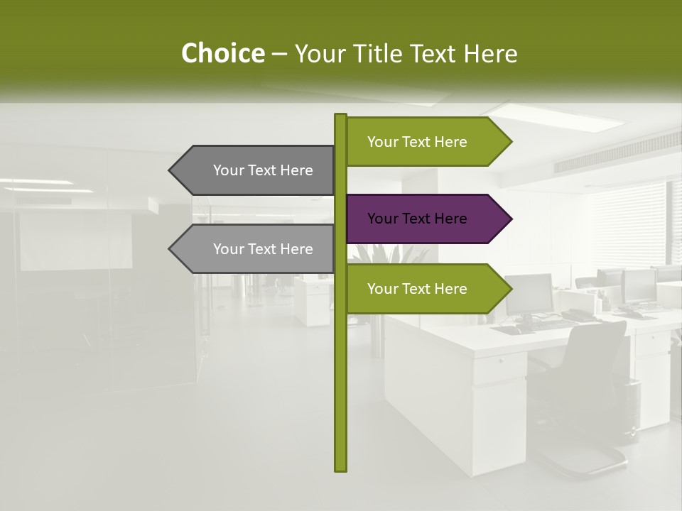An Office With A Desk And Computer On It PowerPoint Template