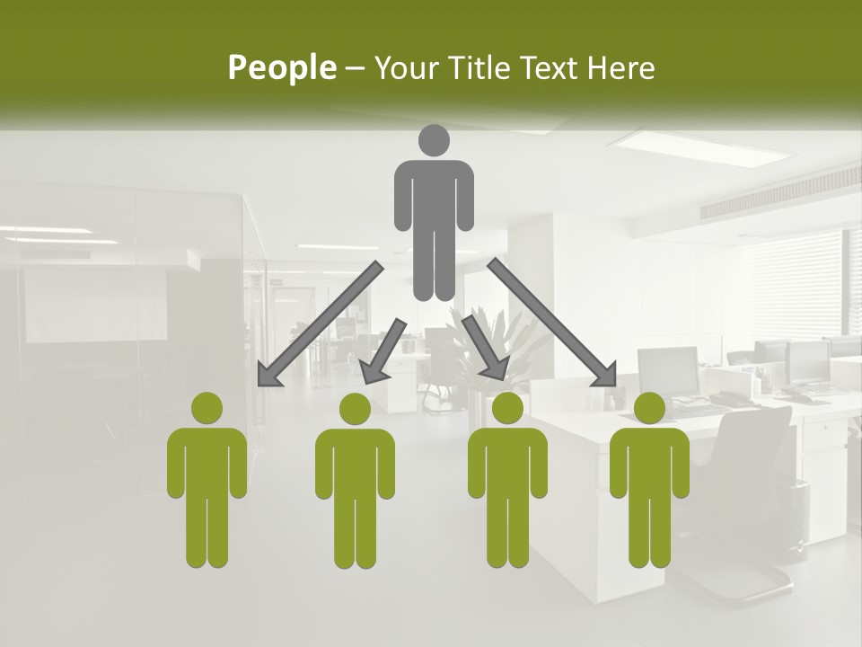 An Office With A Desk And Computer On It PowerPoint Template