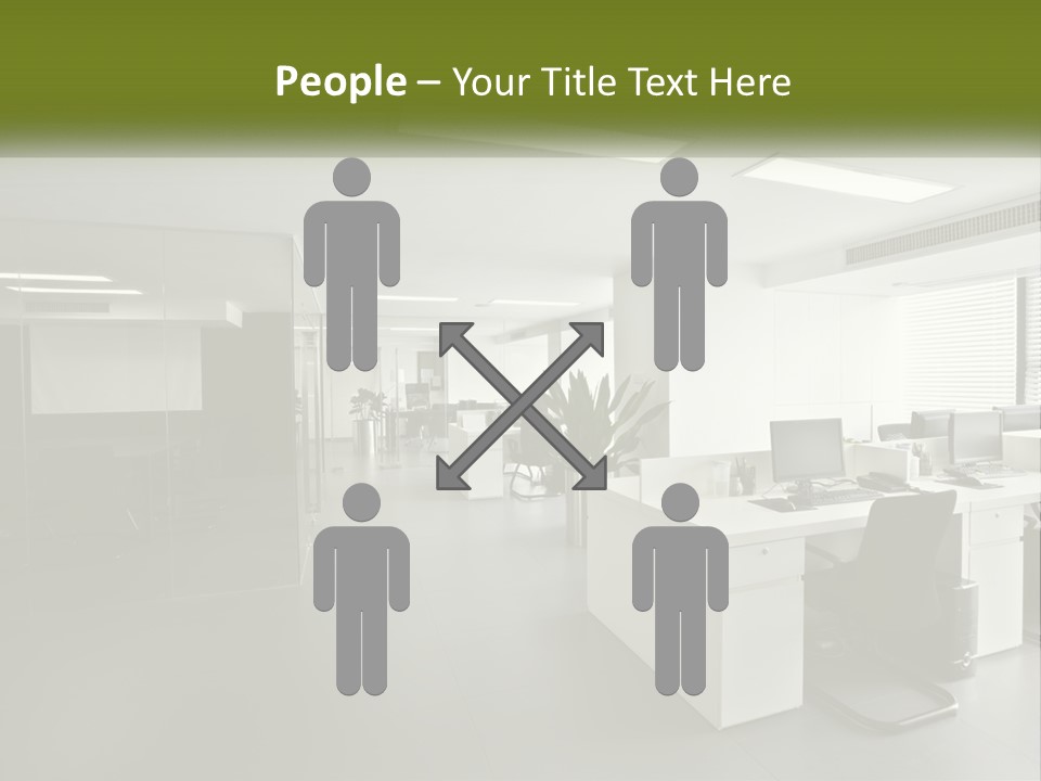 An Office With A Desk And Computer On It PowerPoint Template