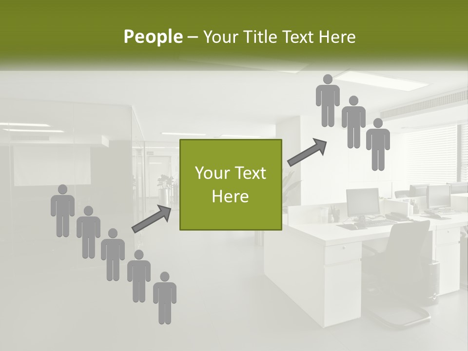 An Office With A Desk And Computer On It PowerPoint Template