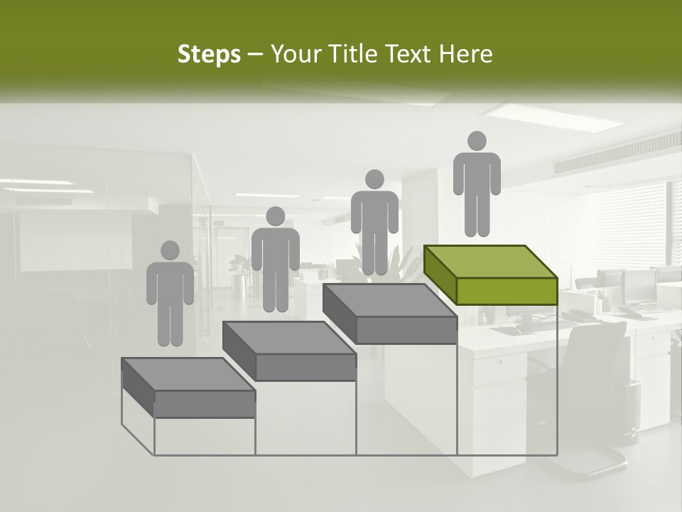 An Office With A Desk And Computer On It PowerPoint Template