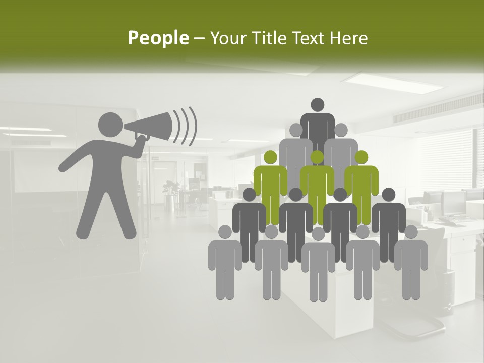 An Office With A Desk And Computer On It PowerPoint Template