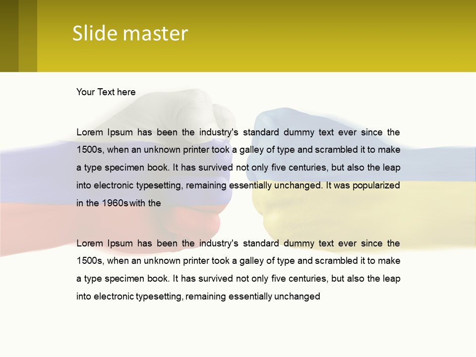 A Fist Bumping A Fist With The Colors Of The Flag Of Ukraine PowerPoint Template