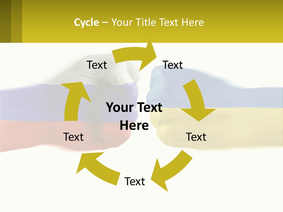 A Fist Bumping A Fist With The Colors Of The Flag Of Ukraine PowerPoint Template