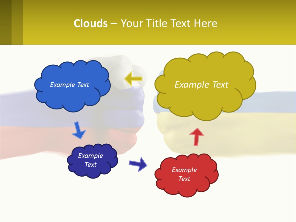 A Fist Bumping A Fist With The Colors Of The Flag Of Ukraine PowerPoint Template