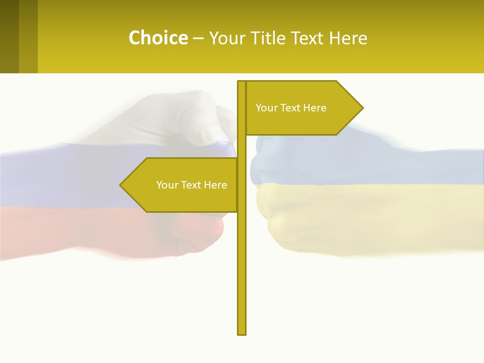 A Fist Bumping A Fist With The Colors Of The Flag Of Ukraine PowerPoint Template