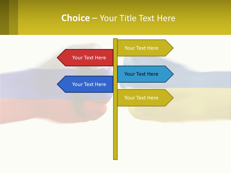 A Fist Bumping A Fist With The Colors Of The Flag Of Ukraine PowerPoint Template