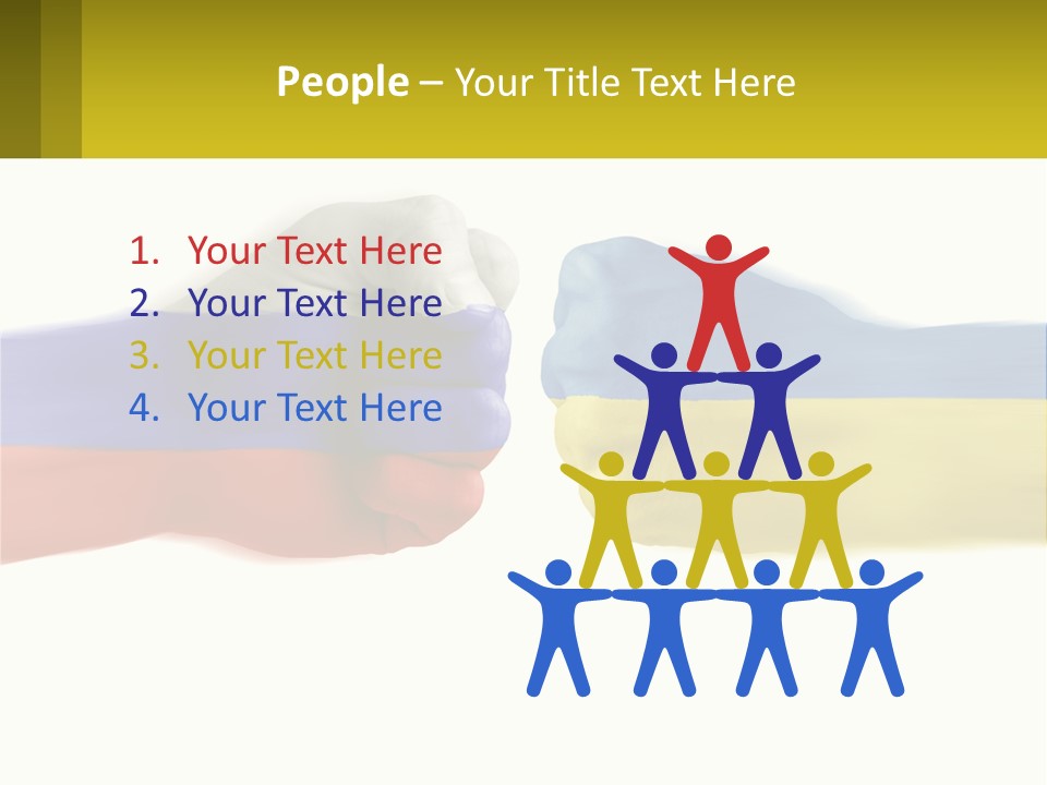 A Fist Bumping A Fist With The Colors Of The Flag Of Ukraine PowerPoint Template