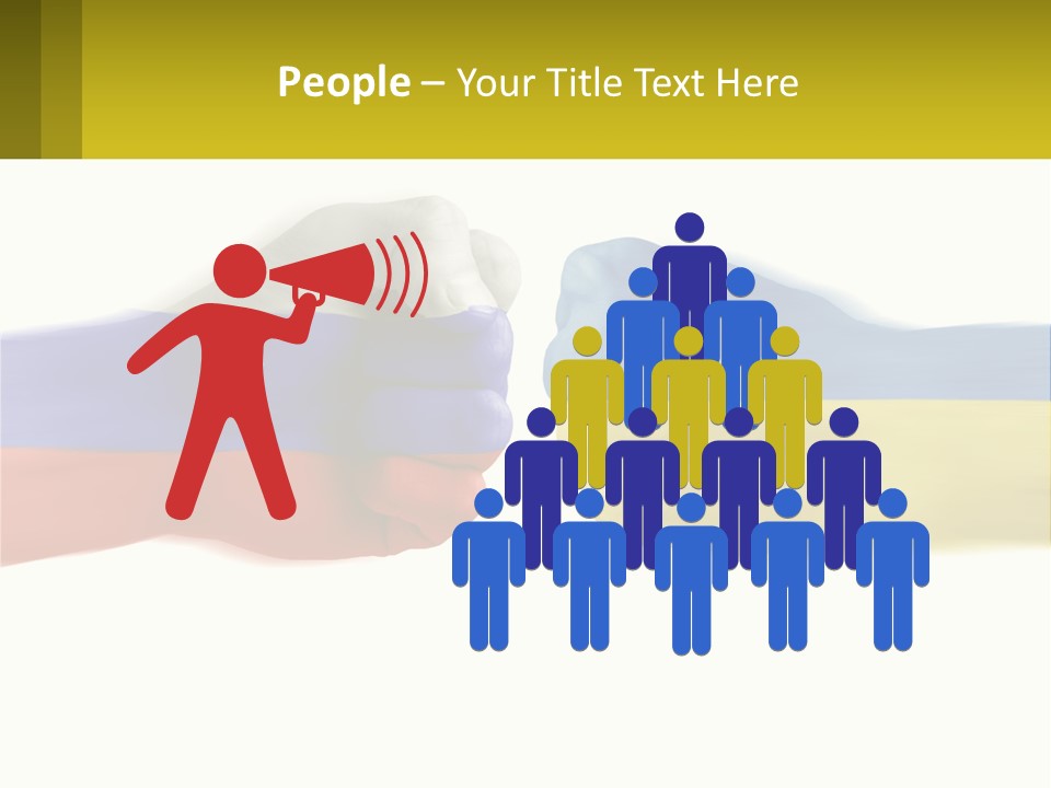 A Fist Bumping A Fist With The Colors Of The Flag Of Ukraine PowerPoint Template