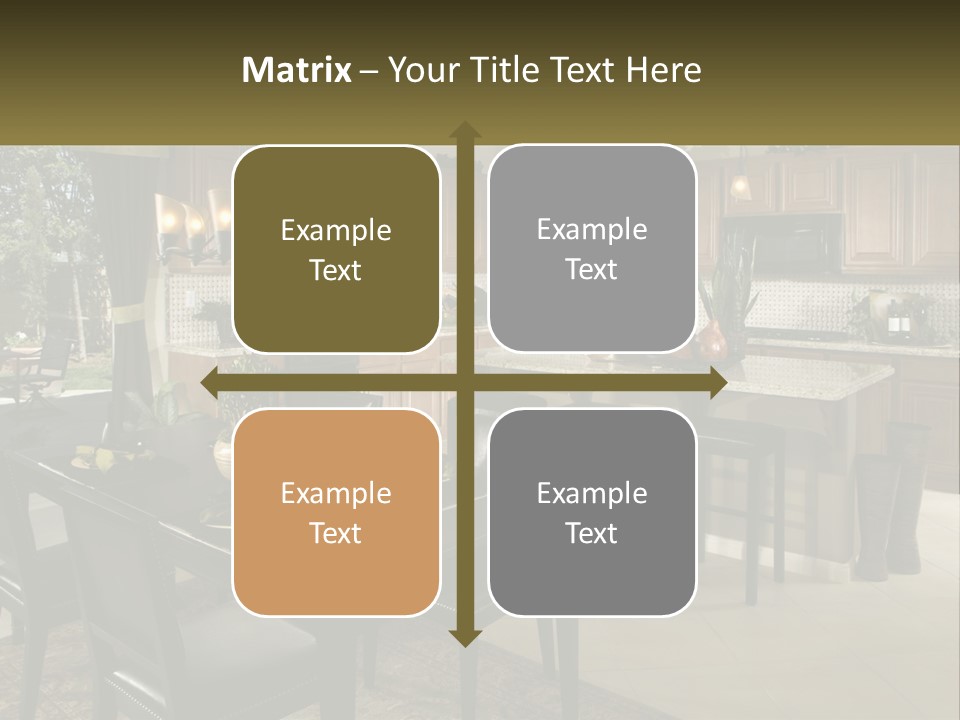 A Large Kitchen With A Table And Chairs In It PowerPoint Template