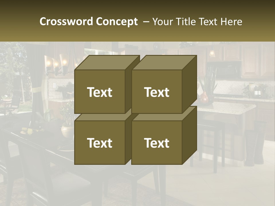A Large Kitchen With A Table And Chairs In It PowerPoint Template