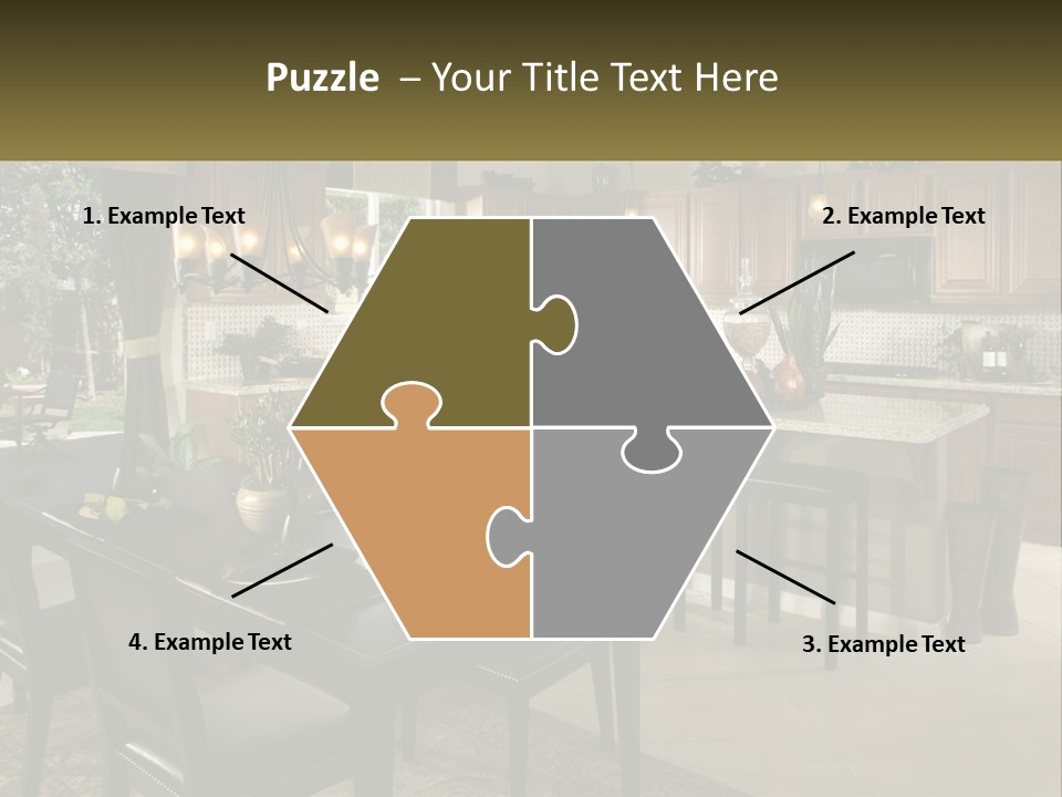 A Large Kitchen With A Table And Chairs In It PowerPoint Template