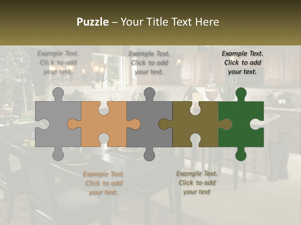 A Large Kitchen With A Table And Chairs In It PowerPoint Template