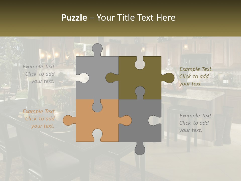 A Large Kitchen With A Table And Chairs In It PowerPoint Template