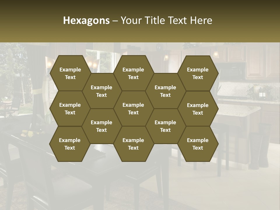 A Large Kitchen With A Table And Chairs In It PowerPoint Template