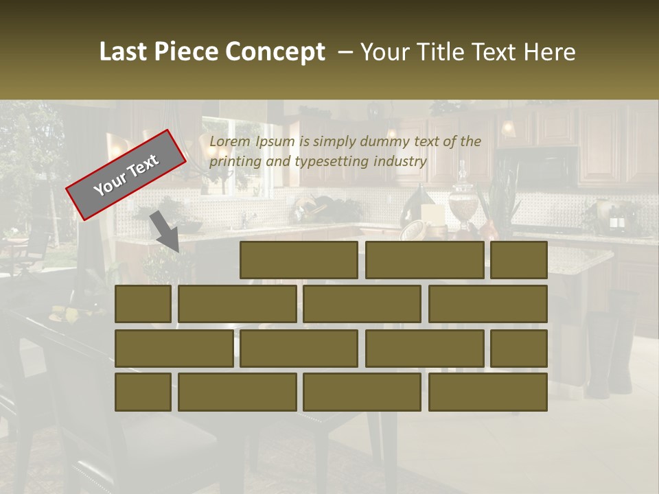 A Large Kitchen With A Table And Chairs In It PowerPoint Template