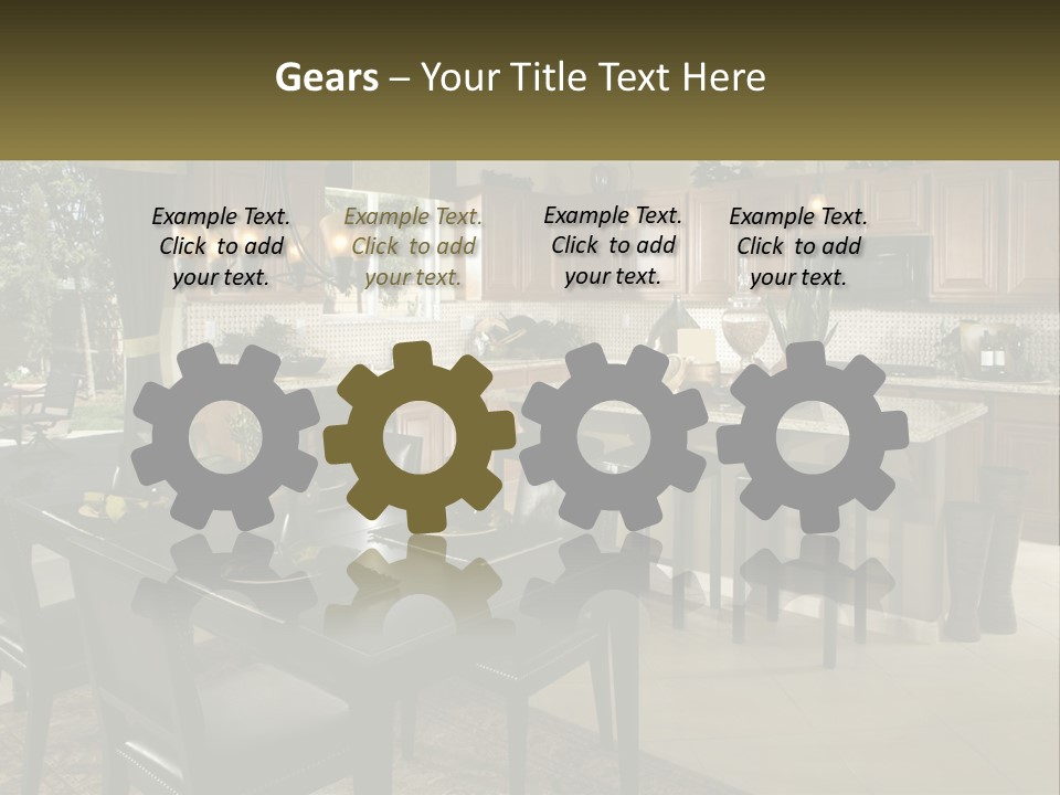 A Large Kitchen With A Table And Chairs In It PowerPoint Template