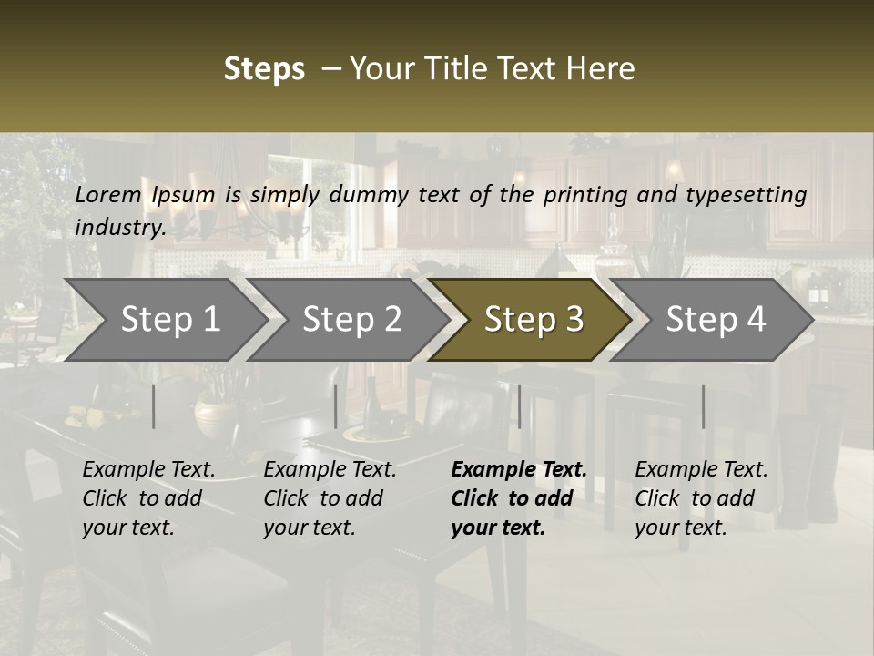 A Large Kitchen With A Table And Chairs In It PowerPoint Template