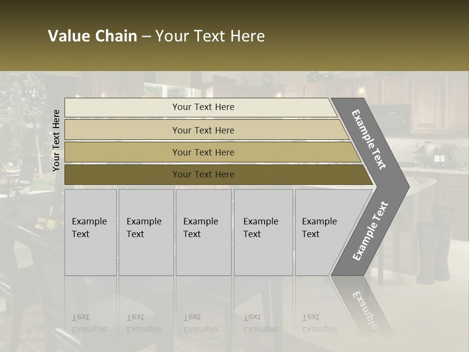 A Large Kitchen With A Table And Chairs In It PowerPoint Template