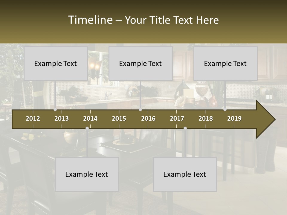 A Large Kitchen With A Table And Chairs In It PowerPoint Template