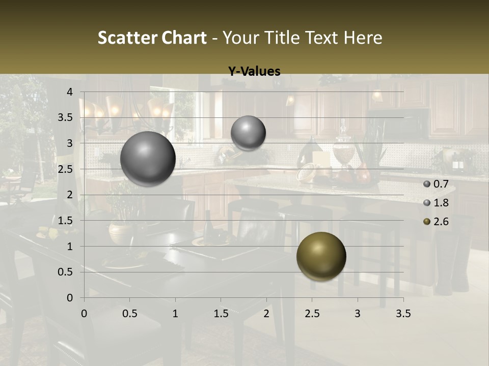 A Large Kitchen With A Table And Chairs In It PowerPoint Template