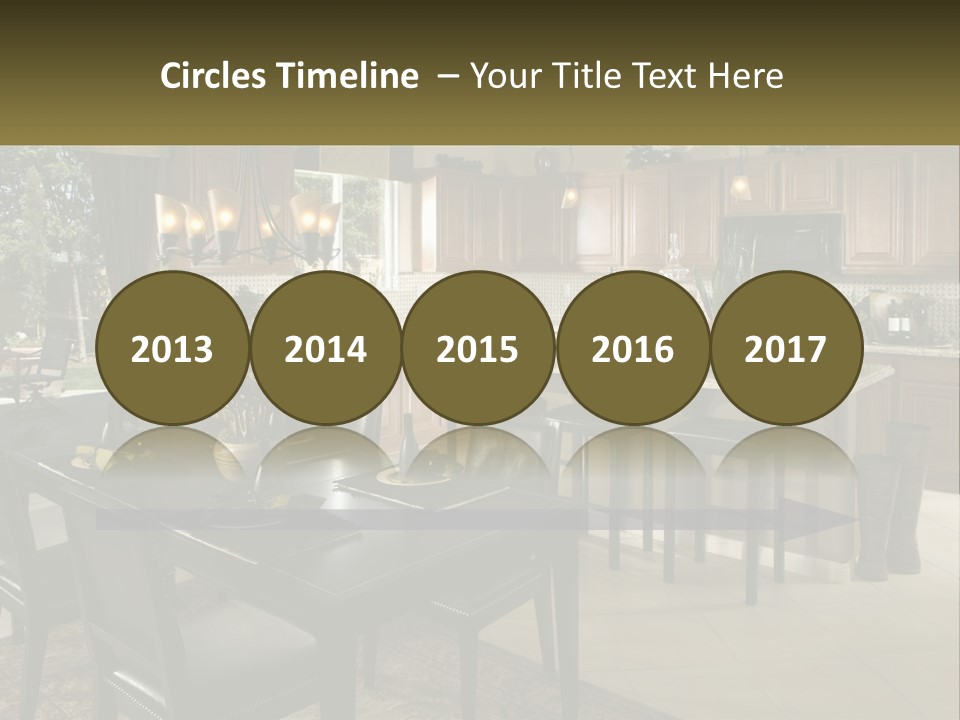 A Large Kitchen With A Table And Chairs In It PowerPoint Template