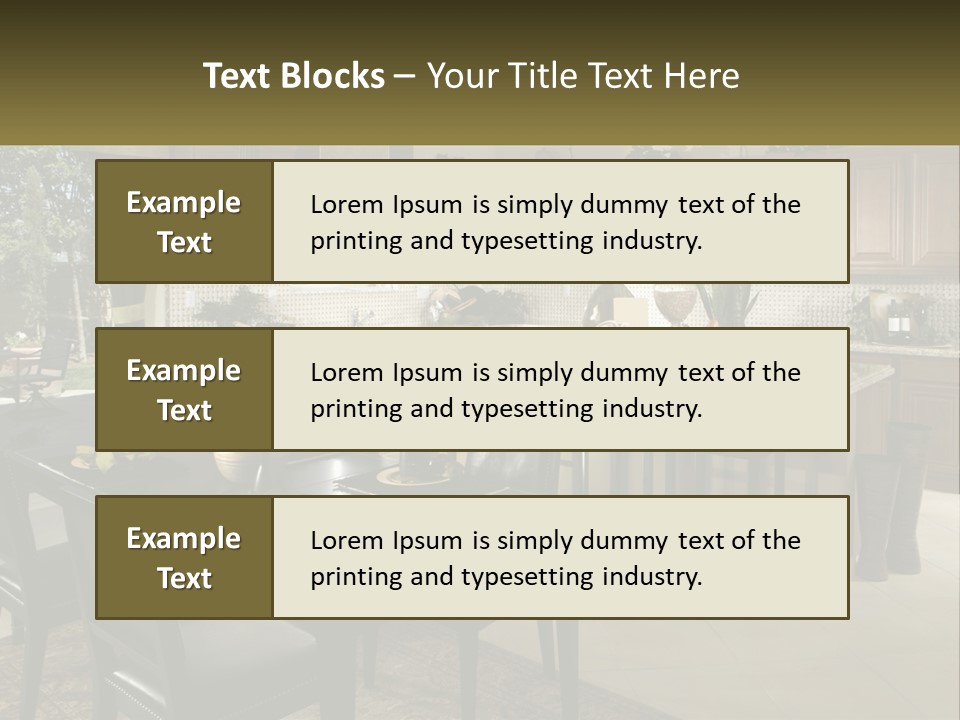 A Large Kitchen With A Table And Chairs In It PowerPoint Template