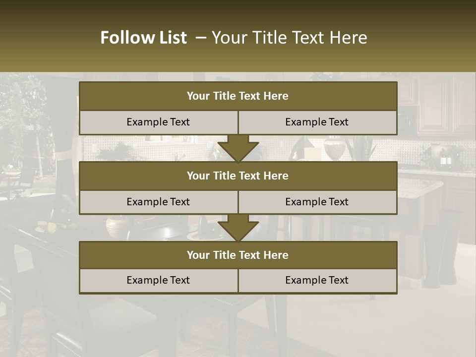 A Large Kitchen With A Table And Chairs In It PowerPoint Template