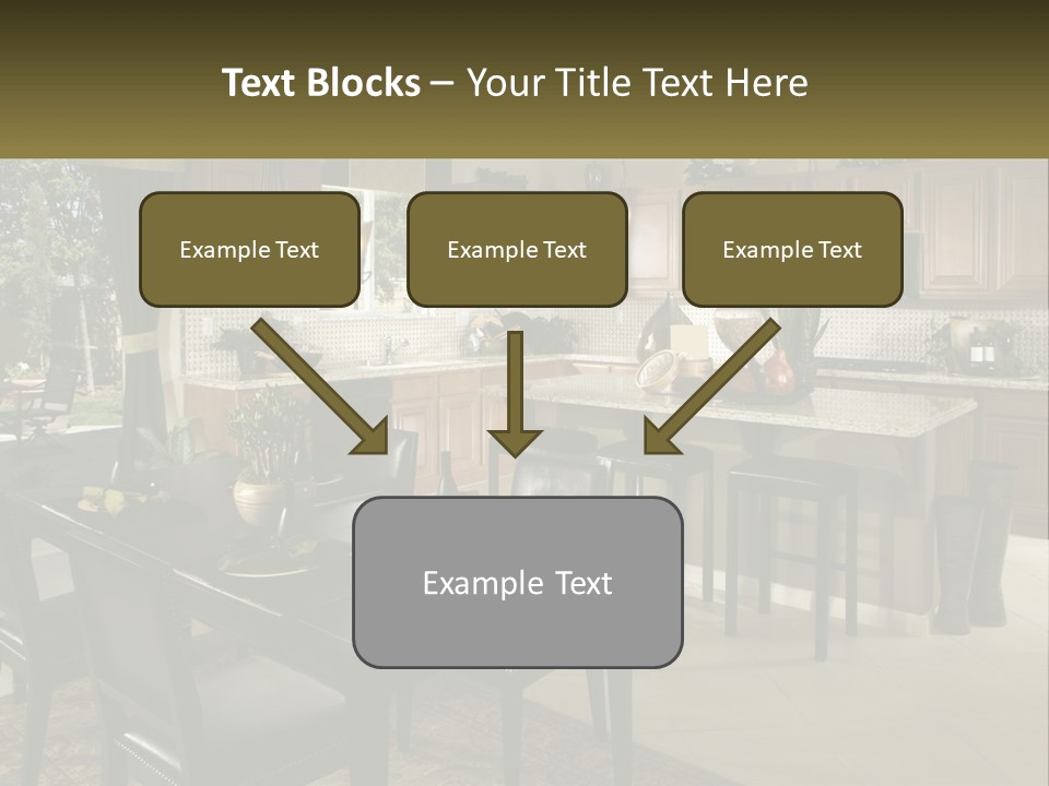 A Large Kitchen With A Table And Chairs In It PowerPoint Template
