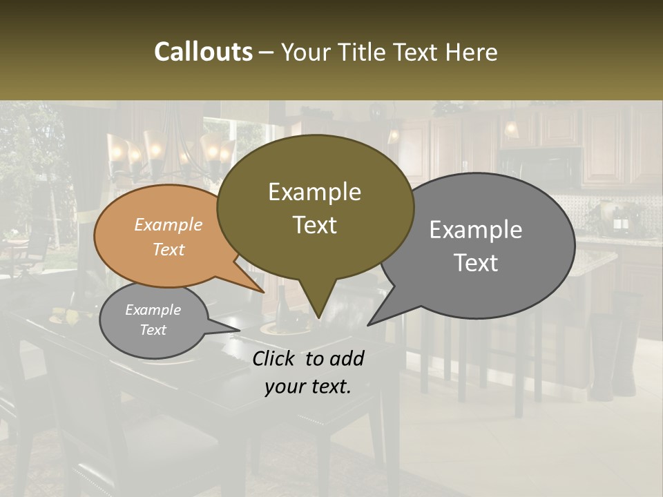A Large Kitchen With A Table And Chairs In It PowerPoint Template